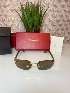 Cartier Brown vintage Sunglasses with Gold Accents